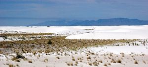 Campo de dunas no White Sands National Monument, com San Andres Moluntains em último plano @JACrispim-Cegul-SPE 2009